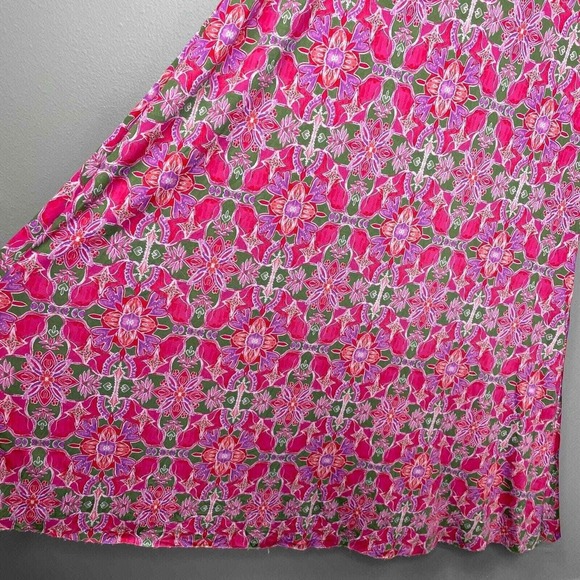 Misa Carlotta Dress Womens XL Pink Cutout Hi-Low Hem Short Sleeve Geometric Maxi - Picture 11 of 16